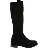 DGN 501 KADIN ARKASI STRETCH YANI FERMUARLI KNEE HİGH FLATS ÇİZME - Siyah Süet