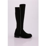DGN 508 Kadın Arkası Stretch Yan Taşlı Şerit Knee High Flats Çizme