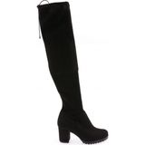 DGN 5400 Kadın Strech Detaylı Fermuarlı Knee High Topuklu Çizme