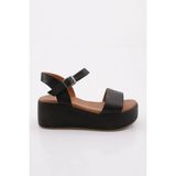 DGN 6002 Kadin Kalin Taban Sandalet - Siyah