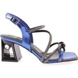 DGN 615-23Y Kadin Silver Taş Fiyonklu Kristal Taşli Topuklu Sandalet - Saks