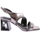 DGN 619-23Y Kadin Kristal Taşli Topuklu Sandalet - Platin - Sarı