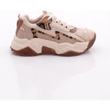 DGN 65135 Kadin Kalin Taban Spor Ayakkabi - Bej - Rose - Leopar