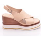 Dgn 722-24170 Kadin Mega Kalin Taban Sandalet - Bej