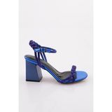 DGN 806 Kadin Silver Taş Burgulu Topuklu Sandalet - Saks