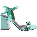DGN 809-23Y Kadin Bantli Taşli Topuklu Sandalet - Lime
