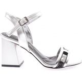 DGN 809-23Y Kadin Bantli Taşli Topuklu Sandalet - Silver