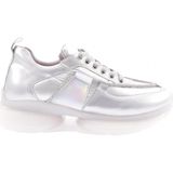 DGN 954-23Y Kadin Kalin Taban Silver Ip Taşli Sneakers Ayakkabi - Gümüş
