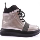 Dgn 970 Kadin Strech Detayli Silver Taş Bantli Bot - Platin
