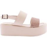 DGN 9915-23Y Kadin Silver Taşli Bantli Kalin Taban Sandalet - Bej