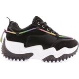 DGN B3 23Y Kadin Kalin Taban Simli Ip Detayli Bağcikli Sneakers Ayakkabi - Siyah