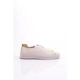 DGN Erkek Yuvarlak Burun Bağcıklı Sneaker Ayakkabı Hakiki Deri Kırık Beyaz 66913616