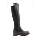 DGN Kadın Arkası Stretch Yanı Fermuarlı Knee High Flats Çizme Siyah 6122668