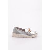 DGN Kadın Günlük Loafer, Gümüş Kırışık, 38 Numara