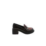 DGN Kadın Loafer Ayakkabı, Siyah Rugan Leopar, 36 Numara, 2101-424