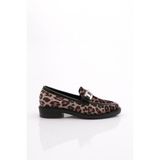 DGN Kadın Loafer Günlük Ayakkabı, Siyah Leopar, 40 Numara