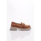 DGN Kadın Loafer Günlük Ayakkabı, Taba Süet, 39 Numara
