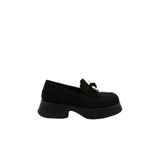 DGN Kadın Loafer, Platform Topuklu, Siyah Velvet, 37 Numara