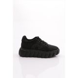 DGN Kadın Sneaker, Platform Topuklu, Siyah Siyah Taş, 36 Numara