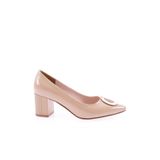 DGN Kadın Ten Kırışık Rugan İnce Topuklu Ayakkabı, 40 Numara 8800002362784
