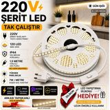 Dgn Led 220V Şerit LED (Gün Işığı Renk) 2 Metre 120 Led/m Trafosuz Tak Çalıştır 1,5m Fişli Aç/kapa Anahtarlı