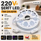 DGN LED Şerit LED Tak Çalıştır 220V Trafosuz Beyaz Işık 120 Led/m Fişli Aç Kapa Anahtarlı - 4m
