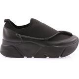 DGN M380-22K Kadin Strech Taşli Ip Detayli Mega Kalin Taban Sneakers Ayakkabi - Siyah