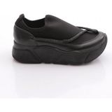 Dgn M405 Kadin Kalin Taban Silver Taşli Ip Detayli Sneakers Ayakkabi - Siyah