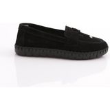 Dgn P39 Kadin Ip Desenli Comfort Ayakkabi - Siyah Süet