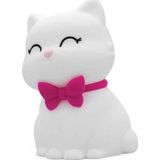 Dhink Kedi Tosh Silikon 14x10x9 cm Beyaz Gece Lambası