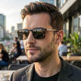 Di Caprio Dc3050black Siyah Urban Edge Dikdörtgen Polarize Camlı Erkek Güneş Gözlüğü