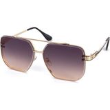 Di Caprio DC3064 Gold Füme Gold Degrade Pilot Kare Model Erkek Güneş Gözlüğü - Gri - Altın