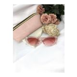Di Caprio Rendy Cat Eye Vintage Retro Şeffaf Pembe Kadın Güneş Gözlüğü