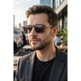 Di Caprio Siyah Urban Edge Dikdörtgen Polarize Camlı Erkek Güneş Gözlüğü