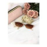 Di Caprio Tery Cat Eye Vintage Retro Kemik Şeffaf Açık Kahve Kadın Güneş Gözlüğü