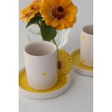 Dİ TAZZA EL YAPIMI 2 KİŞİLİK 4 PARÇALI AYÇİÇEĞİ KAHVE FİNCAN TAKIMI 110 ML.