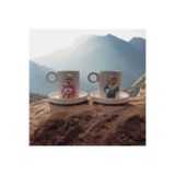 Dİ TAZZA EL YAPIMI 2 KİŞİLİK 4 PARÇALI GÜMÜŞ YALDIZLI AYI TEDDY KAHVE FİNCAN TAKIMI 110 ML.