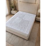 di Tubina Çift Kişilik Premium Uyku Konforu - %100 Yün El Dikişi Yatak Pedi 145X190 cm - 35 cm Derinliğe Kadar Tüm Yataklarla Uyumlu - 145 x 190 cm - Beyaz