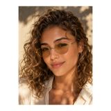 DIA Accessories Vintage Açık Sarı Camlı Kadın Güneş Gözlüğü – Altın Metal Çerçeve