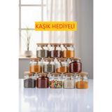 Dia Bambu Vakum Kapaklı Ve Kaşıklı 12'li Lüx Baharat Takımı 300 ml