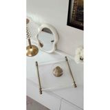 Dia Gold Metal Kulplu 25x21 Kare Pleksi Tepsi & Cam Lokumluk - Kahve Yanı Sunum Seti