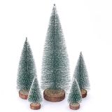 Diahom Mini Noel Ağacı Seti 5 Şişe Fırçası Ağaçlar Kar Yeşili Ahşap Taban Yapay Küçük Çam Ağacı Noel Köyü Masa Masa Dekoru