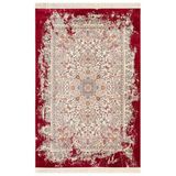Diamente Dm005j Krem Kırmızı Çerçeveli Halı Modern Klasik Desen 100 Tarak Bambu Viskon İpek Serisi 100 X 200 Kırımız Krem