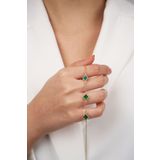 DİAMİNE PIRLANTA 14 Ayar Altın Yeşil Taşlı Yonca Bileklik (8mm)