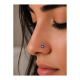diamond çelik Mavi Taşlı Hızma Burun Piercing 316L Çelik Çiçek Model Burun Takısı