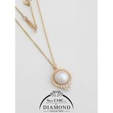 Diamond Collection 14 K Sarı Altın 0,10 Karat Pırlanta Doğal İnci Kolye