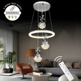 Diamond Lüks Kumandalı Dimmerli 3 Renk Ledli Avize - Modern ve Göz Alıcı Salon Aydınlatması Salon Oturma Odası - Gümüş