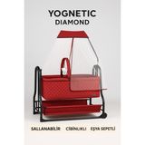 Diamond Sallanabilir Oyuncaklı Portatif Bebek Beşiği | Silinebilir Kumaş Alüminyum Gövde Sepet Beşik - Bordo