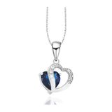 Diamond Serisi Safir Taşı Kalp Gümüş Kadın Kolye