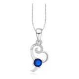 Diamond Serisi Safir Tektas Okyanus Kalbi Stylish Gumus Kadin Kolye